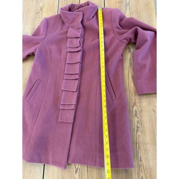 NWOT Garnet Hill Ruffle Front Wool Coat Pink Mauve 18 (XL) - Picture 6 of 7
